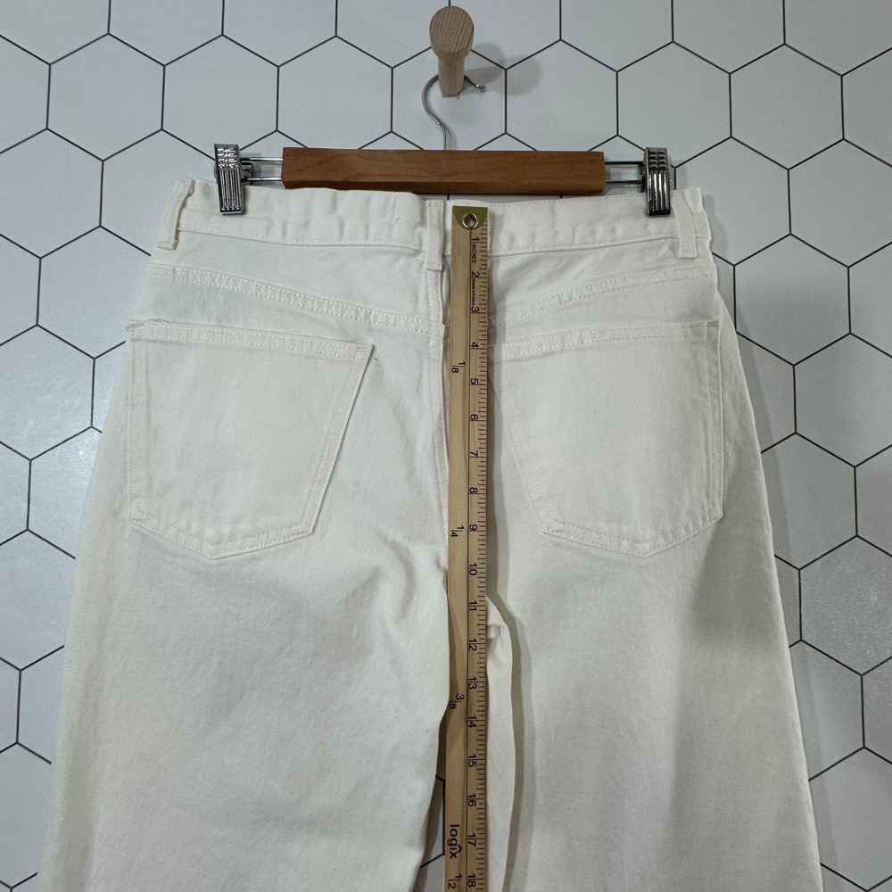 Zara Womens High Rise Straight Leg Jeans Off White Cream Button Fly Size 6 28 - Picture 6 of 9